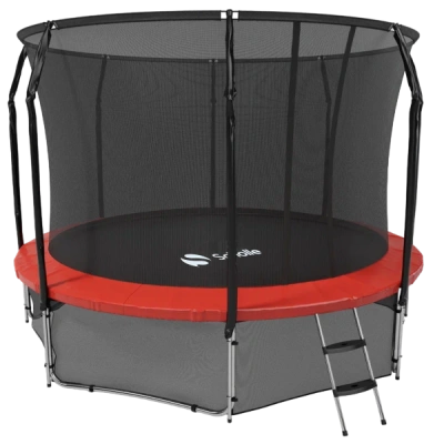 Батут каркасный 480см, SCHOLLE, с защитной сеткой и лестницей, 16фут, красный/синий
